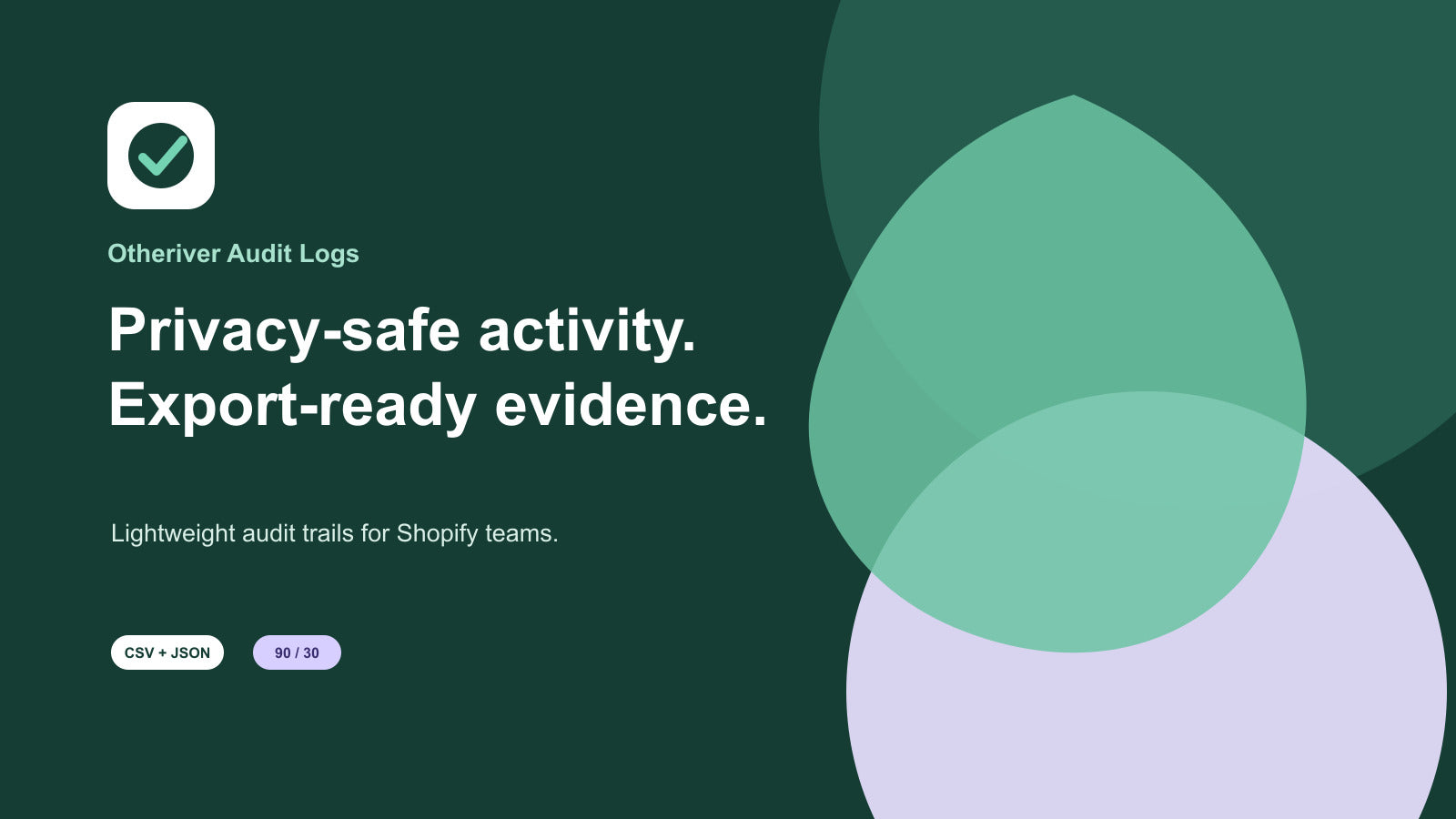 Otheriver Audit Logs interface showing Shopify operational logs