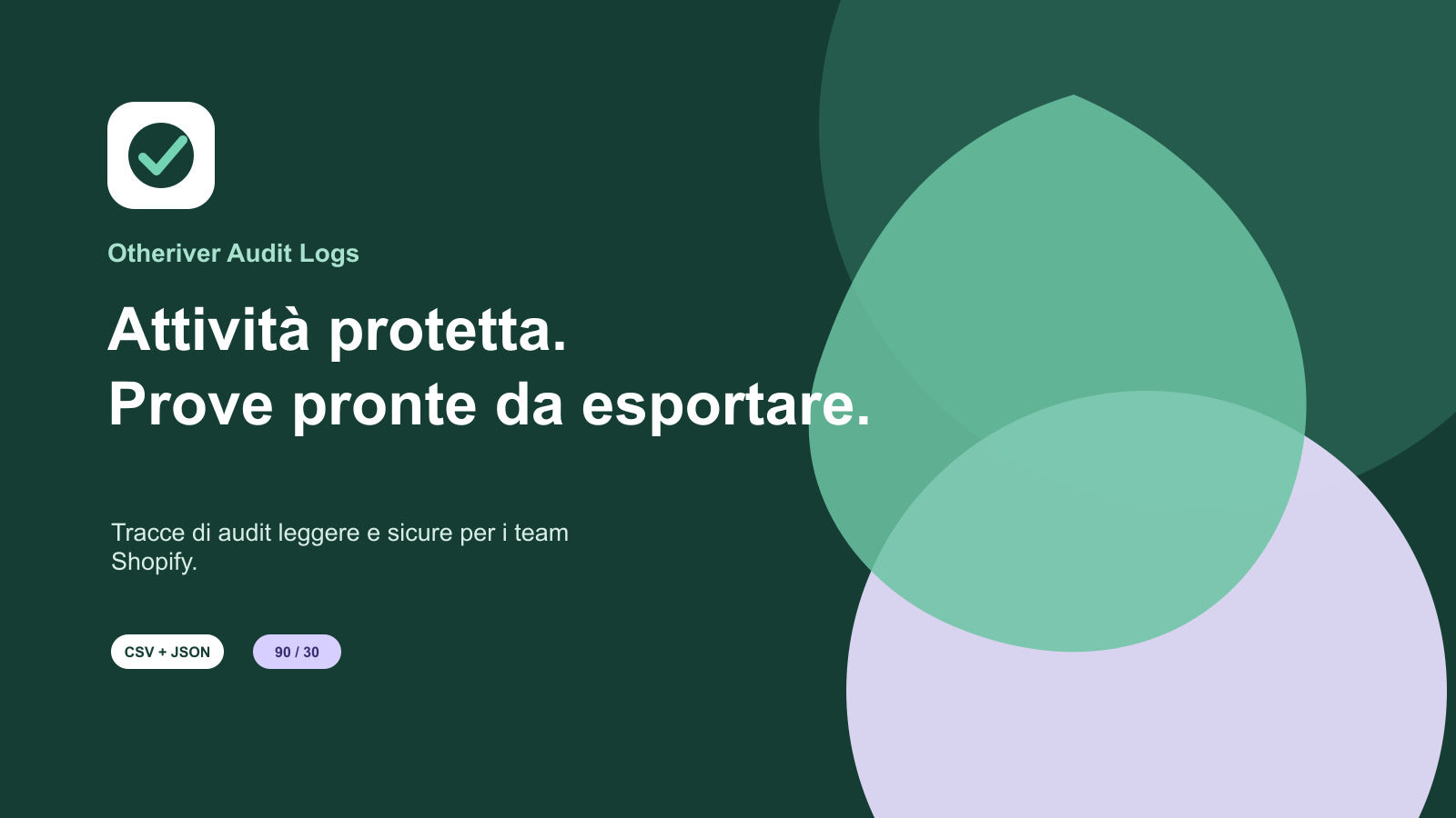 Interfaccia di Otheriver Audit Logs con i log operativi Shopify